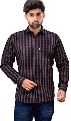 Trending Ayansh Men Solid Casual Dark Blue, Yellow Shirt