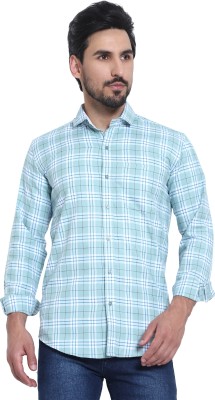 Rb Royal Blue Men Checkered Casual Green Shirt