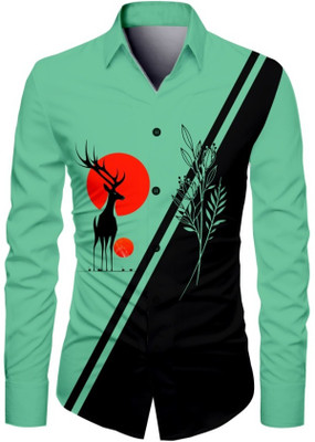 JRKENTERPRISE Men Printed Casual Green Shirt