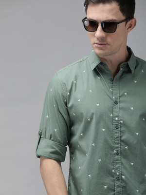 Roadster Men Printed Casual Green Shirt