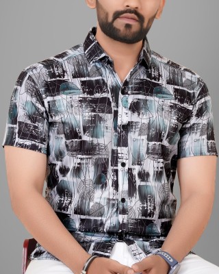 Voroxy Men Printed Casual Grey Shirt