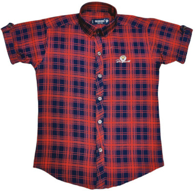 PA'GEANT Boys Checkered Casual Red Shirt
