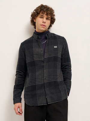 THE BEAR HOUSE Men Checkered Casual Grey, Blue, Black Shirt