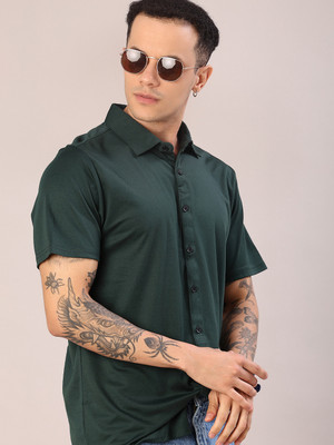 V-MART Men Solid Casual Green Shirt