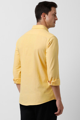 PETER ENGLAND Men Solid Casual Yellow Shirt