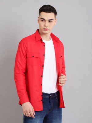 Sam Unique Man Men Solid Casual Red Shirt