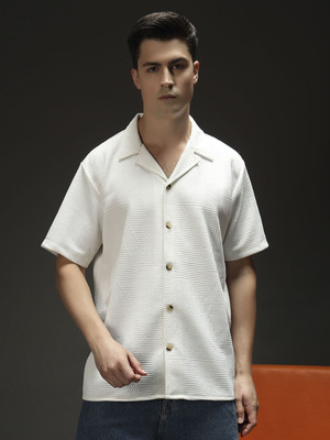 Leriya Fashion Men Solid Casual White Shirt