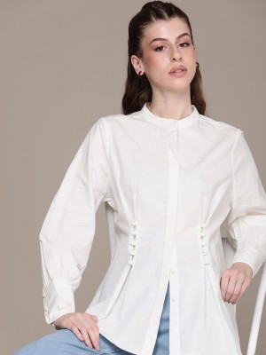 Roadster Women Solid Casual White Shirt