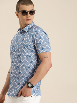 Moda Rapido Men Printed Casual Blue Shirt