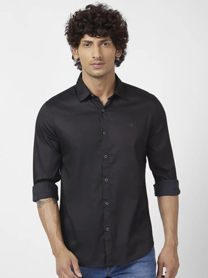 Spykar Men Solid Casual Black Shirt
