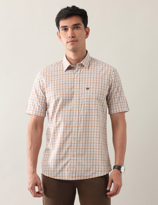 Arrow Sport Men Checkered Casual Yellow Shirt