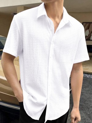 METRONAUT Men Self Design Casual White Shirt
