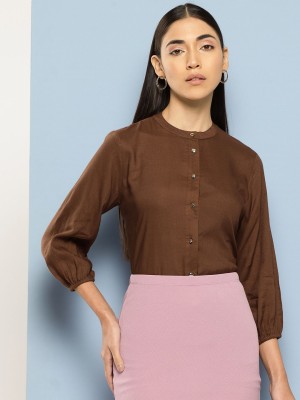 CHEMISTRY Women Solid Casual Brown Shirt