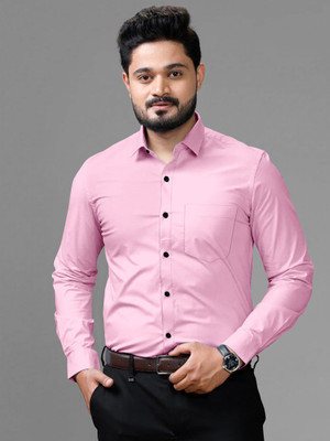 SHEERLOOK Men Solid Formal Pink Shirt