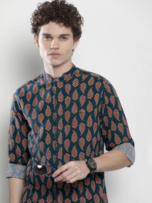 The Indian Garage Co. Men Geometric Print Casual Dark Blue Shirt