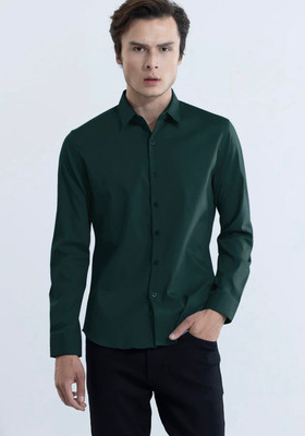 Kalawatia fashion Men Solid Casual Dark Green Shirt