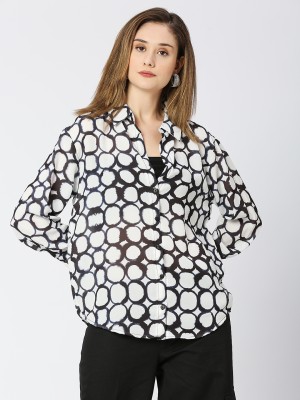 remanika Women Printed Casual Black, White Shirt