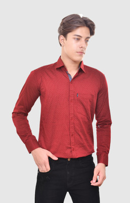 EYSTONE Men Printed Casual Red Shirt