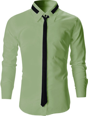 SHOPYCLICK Men Solid Casual Light Green Shirt