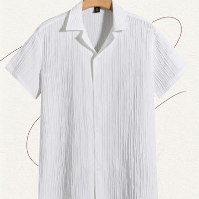 A FUBAR Men Self Design Formal White Shirt