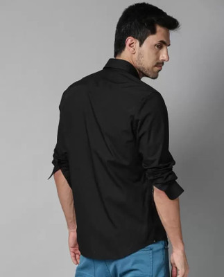 RYOKA CREATION Men Solid Casual Black Shirt