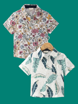 KILLER Boys Printed Casual Light Green Shirt(Pack of 2)