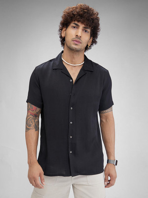 VASTRADO Men Solid Casual Black Shirt
