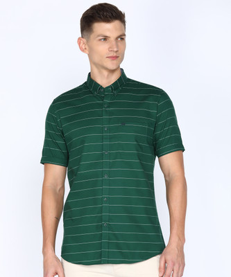 PETER ENGLAND Men Striped Casual Green Shirt