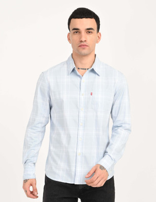 LEVI'S Men Checkered Casual Light Blue Shirt