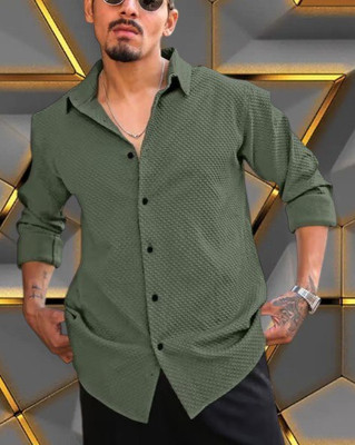 SATADHAR ENTERPRISE Men Self Design Casual Light Green Shirt