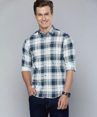 The Indian Garage Co. Men Checkered Casual White Shirt