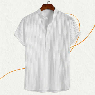 Jenil Fashion Men Self Design Casual White Shirt