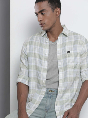 The Indian Garage Co. Men Checkered Casual Green Shirt