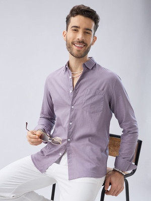 VASTRADO Men Solid Casual Purple Shirt