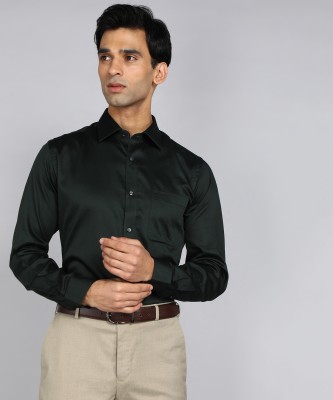 Raymond Men Solid Formal Green Shirt