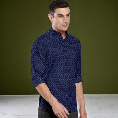 CLOSWIF Men Printed Casual Blue Shirt