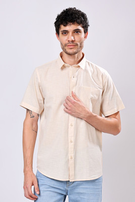 Stylox Men Solid Casual Beige Shirt