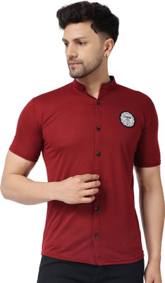 Lawful Casual Men Solid Casual Maroon Shirt