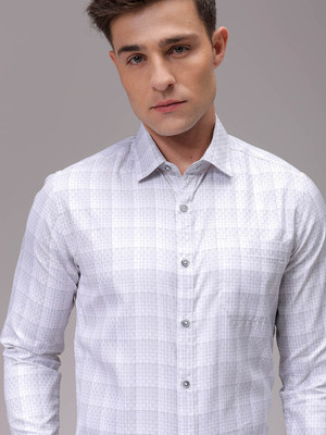 The Indian Garage Co. Men Checkered Formal Grey Shirt