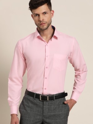 Hancock Men Solid Formal Pink Shirt