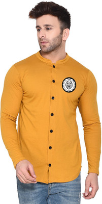 BEYOU FASHION Men Self Design Casual Yellow Shirt