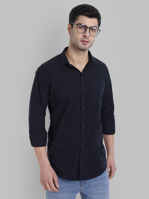 StellLIFEsTYLE Men Solid Casual Dark Blue Shirt