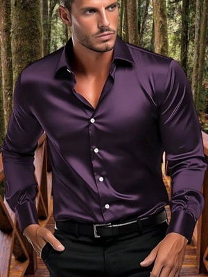 ANITA FASHION Men Solid Casual Purple Shirt