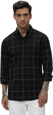 MUFTI Men Checkered Casual Black Shirt