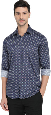 COLORPLUS Men Printed Casual Dark Blue Shirt