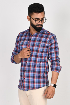 Tanip Men Checkered Casual Blue Shirt