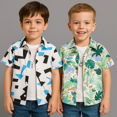 SHVFashion Boys Printed Casual Multicolor Shirt(Pack of 2)