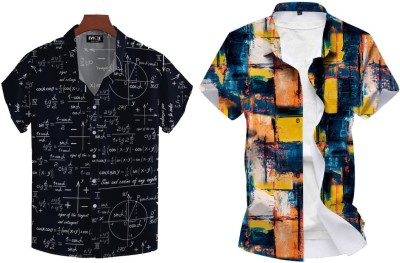 EVIQE Men Printed Casual Multicolor Shirt(Pack of 2)