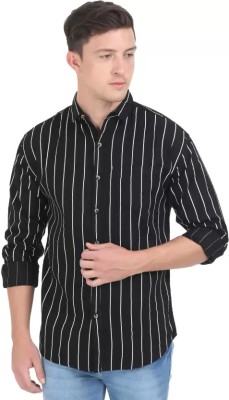 SEIGE Men Striped Casual Black, White Shirt