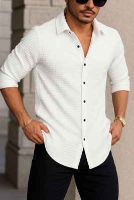 JACKBELLA Men Solid Casual White Shirt